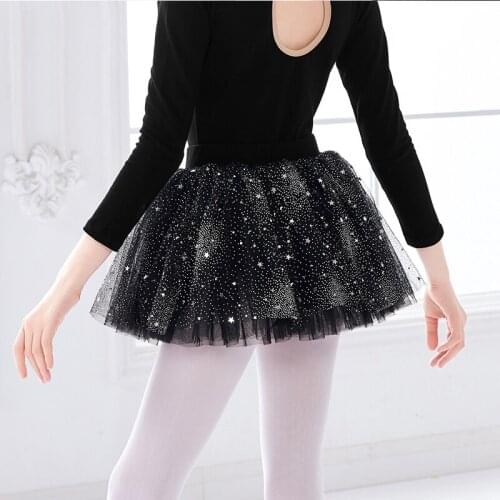 Girls Kids Ballet Tutu Skirts Sequined Dance Skirts Children Lovely Pink White Ballet Tulle Dress Multi-yarn Skirt for Teen