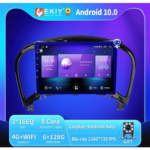 EKIY 6+128G Car Radio Android 10 For Nissan Juke YF15 2010 - 2014 IPS DSP Carplay Multimedia Video Player Navigation GPS DVD FM