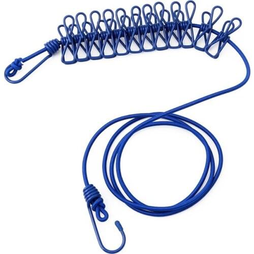 Elastic Washing Line With 12 Clips Travel Portable Retractable Clothesline Home Socks Underwear Clothes Hanger