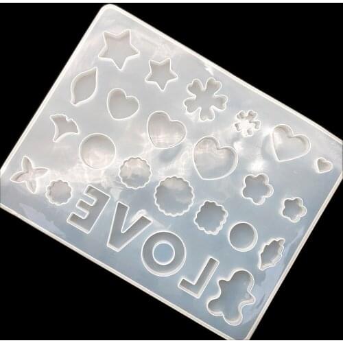 LOVE Star Flowers Heart Designs Epoxy Mold Jewelry Silicone Mold Resin For DIY Necklace Pendant Jewelry Accessories Making Tools