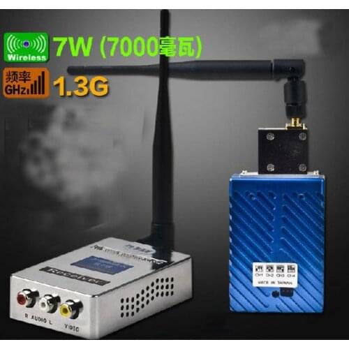 FM 1.3G 7W link wireless transmission of audio and video wireless transmitter and receiver Free Shipping