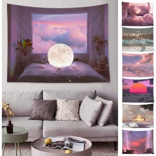 Scene Pattern Tapestry Ins Style Hanging Tapestries Washable Sea View Hanging Cloth Durable Wall Chart Living Room Decor