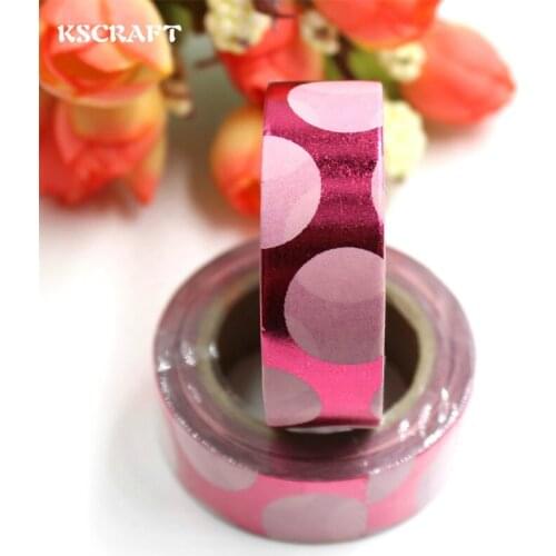 KSCRAFT 15mm*10m Adhesive Tape for Scrapbooking DIY Craft Sticky Deco Masking Japanese Paper Washi Tape Pink Dot