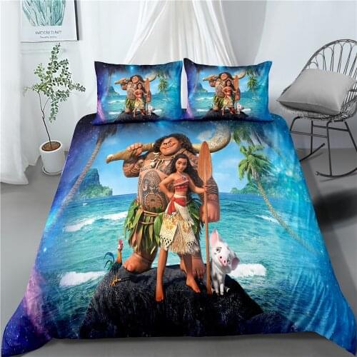 Disney Moana Maui Bedding Set Duvet Cover PillowCase Twin Full King Size Bedroom Decoration Cartoon Boy Girls Children Bed Gifts