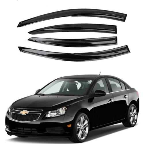 4 Pcs Black Car Window Visor Guard Vent Cover Trim Awnings Rain Cap Sun Smoke Guard For Chevy Chevrolet Cruze Sedan 2009-2016