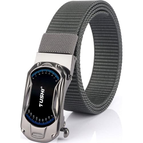 Fashion Men Belt Instrument Panel Pattern Metal Automatic Buckle Durable Nylon Designer Belt For Jeans Pants Trousers Mens Belt