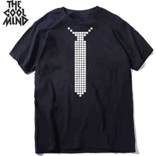 COOLMIND 100% cotton funny tie print men T shirt casual short sleeve loose men tshirt cool t-shirt male men tee shirts