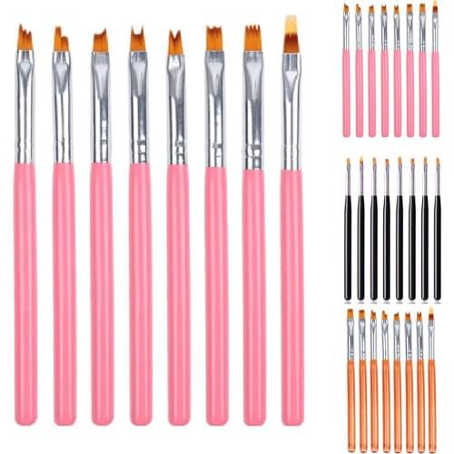 8pcs DIY Acrylic Nail Art Brush Set Kit Petal Flower Gradient Fade Color Tips 3d Diy Painting Liner Pencil Manicure Accessories