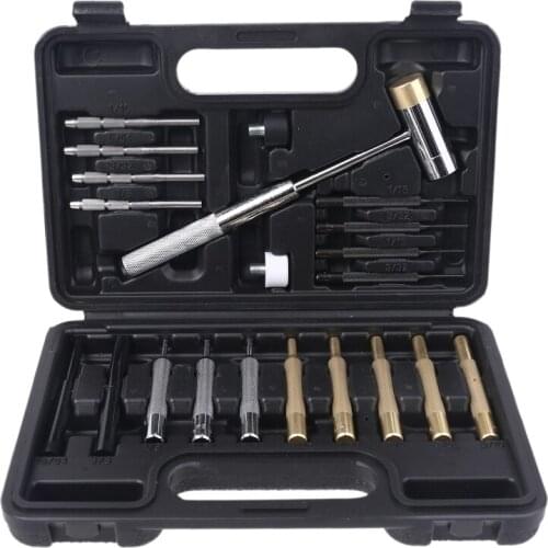 21pcs Professional Punch Tool Set Steel Pin Hammer Brass Leathercraft Repair Maintenance Kit with Storage Case