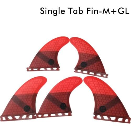 Tri-Quad fin set Single Tabs UK2.1 Size fins Red Color surfboard fins Surf fins Honeycomb Fiberglass Good Quality
