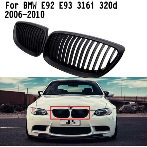A Pair ABS Plastic Car Gloss/Matte Black Front Bumper Kidney Grills Accessory For BMW E92 E93 316i 320d 2006 2007 2008 2009 2010