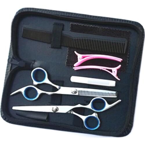 Barber and hairdressing tool set flat tooth clipper curved finger rest scissors is highly polished Sharp