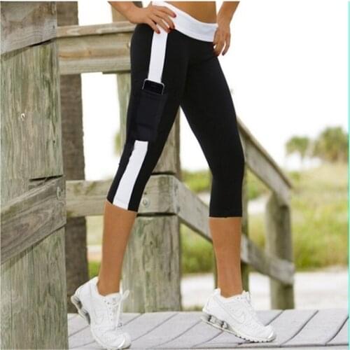 Matching Fashion Womens Fitness Sports Womens Seven-point Side Pocket Stretch Hip Leggings High Waist Legging