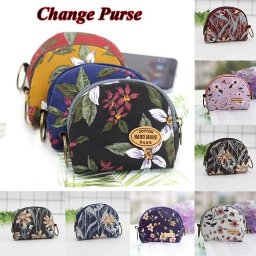Coin Bag Semicircle Coin Purse Nine-color Flower Coin Purse Printed Fabric Coin Purse Multi-color Portable Key Ring Coin Purse
