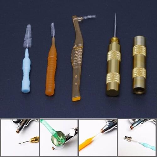 4Pcs Cleaning Airbrush Cleaner Nozzle Spray Gun Repair Needle Brush Kit Tool Set