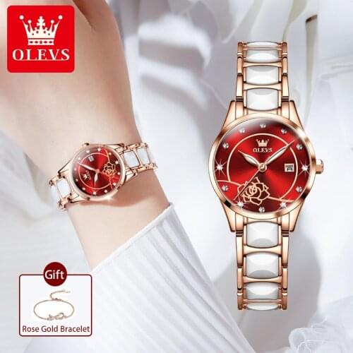 Luxury Brand Women Watches Ceramic Ultra Thin Quartz Wrist Watch Ladies Slim with Date Fashion Bracelet Gift Set montre femme
