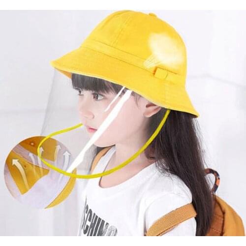 HanXi Baby Kids Yellow Hat Plastic Visor Hat for Adult Boys and Girls Cotton Casqette with TPU Transparent Shield 48cm-58cm Cap