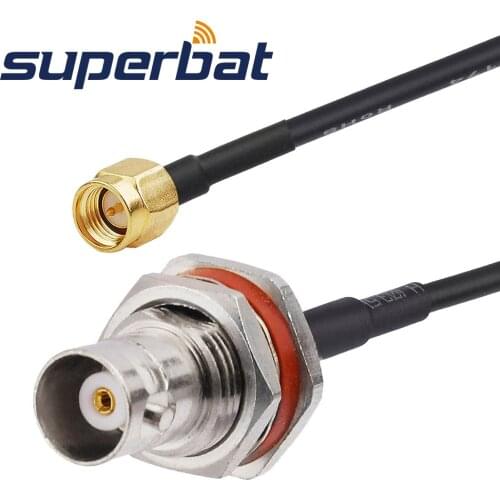 Superbat BNC Jack Bulkhead with O-ring Straight to SMA Plug Straight Pigtail Cable RG174 20cm