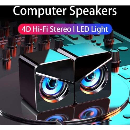 LED Mini Computer Speakers Hifi Volume Control Gaming USB Speaker For Desktop Laptops Phones Music Box Boombox Mp3 Player