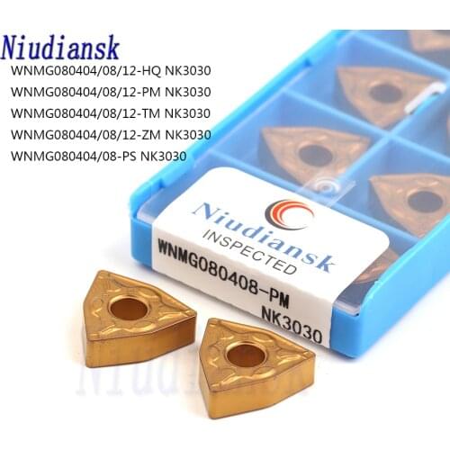 10pcs WNMG080404 WNMG080408 HQ PM TM ZM PS WNMG080412 HQ PM TM ZM NK3030 High Quality Carbide Blade CNC Lathe Steel Turning Tool