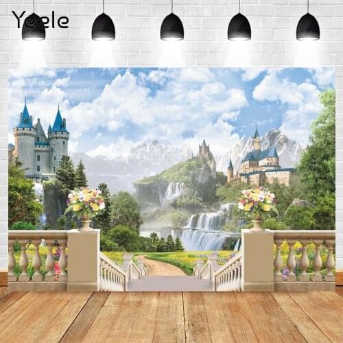 Yeele Spring Mountain Waterfall Castle Sky Park Garden Nature Photography Backdrops Vinyl Photographic Background Photo Studio