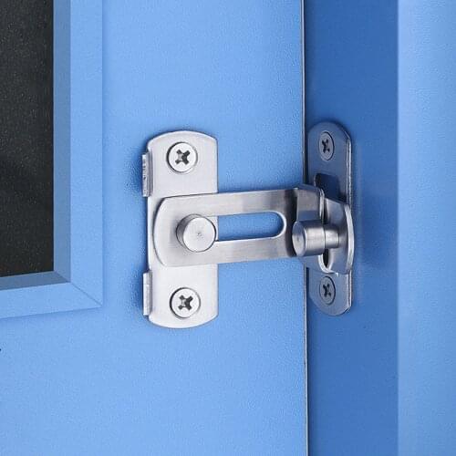 Stainless Steel Barn Door Latch Lock Security Sliding Lock Flush Slide Bolt Gate Hook 90 Degree Hasp Lock Hardware Accessories
