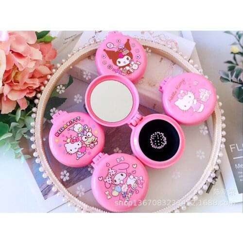 Sanrio Hello Kitty Mirror Comb Cartoon Melody Folding Mirror Dual Air Cushion Comb Makeup Mirror Carry With You
