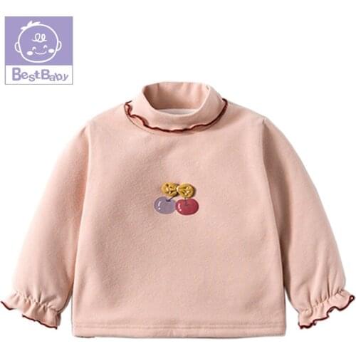Winter 2021 New Childrens Clothes Baby Boys Plush High Collar Bottoming Shirt Winter Kids Girls Long Sleeve Warm Top Toddler