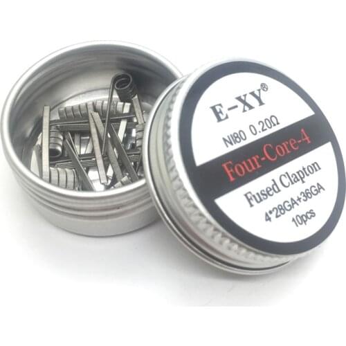 10pcs/box NI80 Fused Clapton Prebuilt Coils Core2/3/4 Resistance