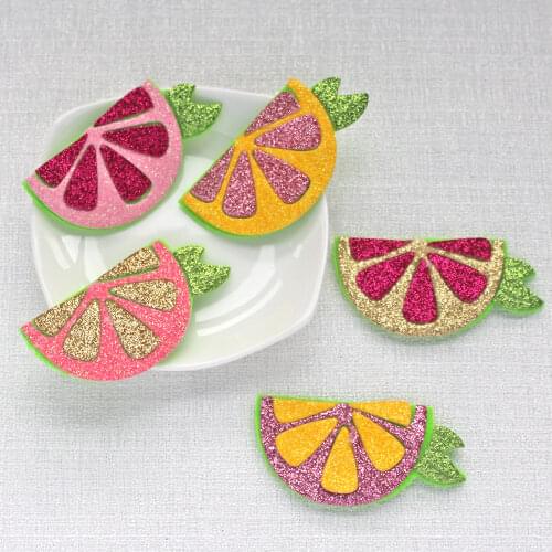15pcs Padded Glitter Grapefruit Applique for DIY Kids Headwear Girl Hair Clips Bow Decor Baby Accessories Fetls