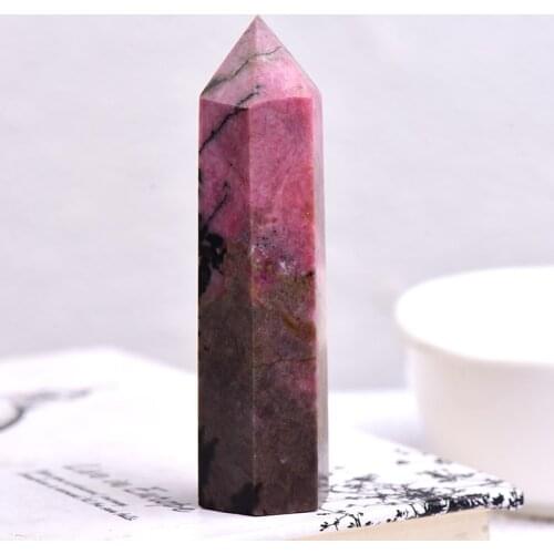 100%Natural Quartz Point Rhodonite Obelisk Pink Stone Wand Rhodochrosite Ornament for Home Decor Energy Healing Stone Collection