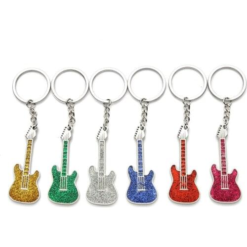 100Pcs Custom Wedding Favor,Glitter Guitar Engraved Keychain Holiday Keepsake Gift Idea for Guitar Lovers,Graduates,Fathers Day