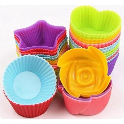 12Pcs 7cm Puff Mold Baking Mould DIY Chocolate Cake Egg Tart Mould Muffin Cups Jelly Pudding Mold Random Color