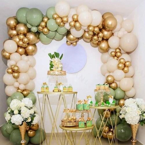163Pcs Avocado Green Balloons Set Chrome Metallic Latex Balloons Garland Arch Kit Wedding Birthday Baby Shower Party Decor