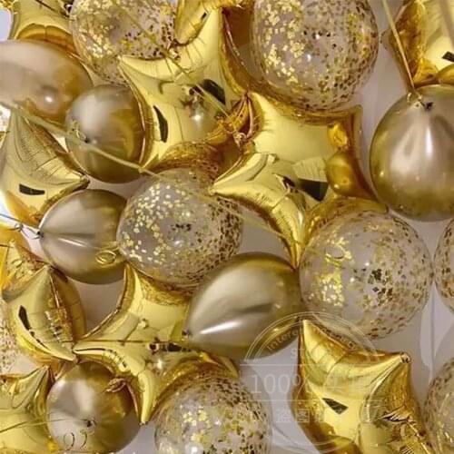 18pcs/set 12inch Metal Chrome Gold Confetti Balloon 18inch Star Balls Foil Helium Balloon Wedding Decorations Birthday Party Toy