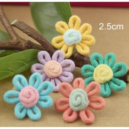 50 pcs - 2.5cm (1") Cotton Rope Flowers,Handmade Fabric Flowers For Headband & Hairclips,Childrens Clothing Decorative Flowers
