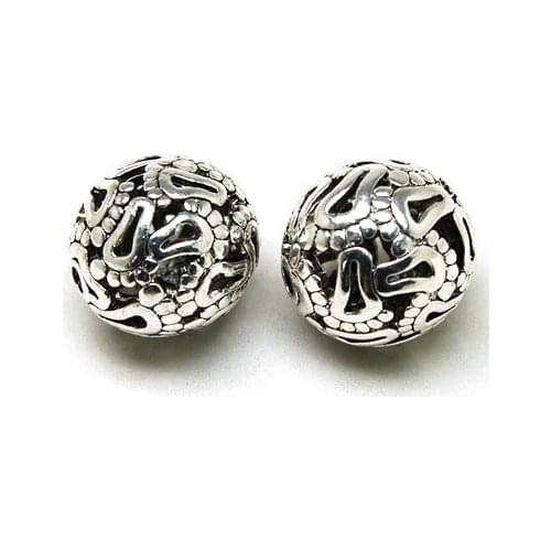 50 pcs metal round foot pattern antique silver filigree hollow casting Beads 25mm