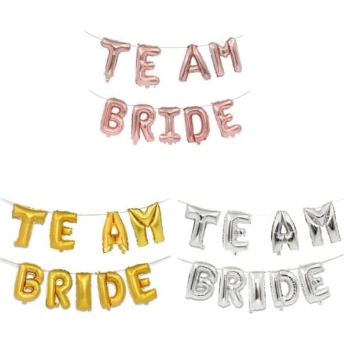 9pcs/set Rose Gold Silver 16 Inch Letter TEAM BRIDE Balloons Wedding Aluminum Foil Balloon Outdoor Single Party Decoration