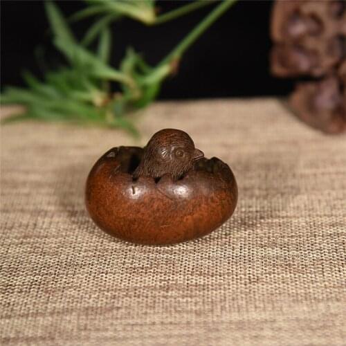 Antique Bronze Broken Egg Shell Chicken Ornament Lucky Endless Feng Shui Decorations Copper Chick Tea Pet Desk Decor Accessories