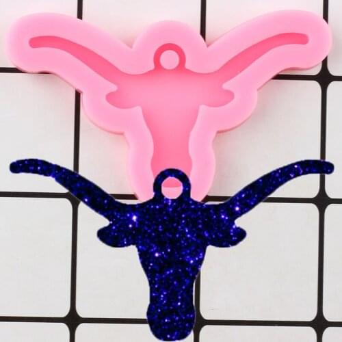 Shiny Cow Head Silicone Mold Jewelry Making Epoxy Resin Molds Polymer Clay Pendant Custom Keychain DIY Handmade Charms Mould