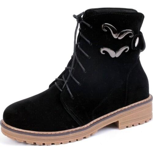 Big Size boots women shoes martin boots for women ladies boots shoes woman winter Plain round head front lacing