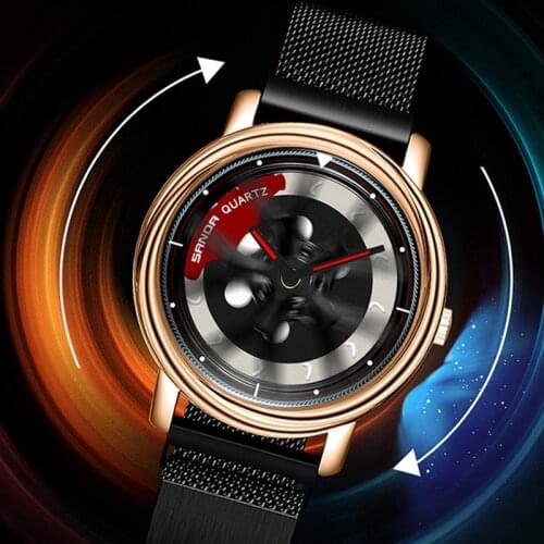 SANDA 2020 Hot Sell Men Watch Racing & Furious Rotating Dial Wheel Watches Magnet Clasp Quartz Wristwatch Gift Relogio Masculino