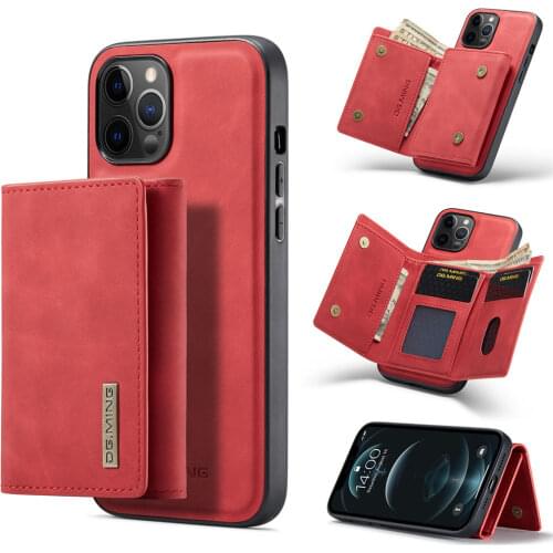 Case For iPhone 12 Pro Max Leather Luxury Magnetic Phone Wallet Credit Card Case For Protective Shockproof Slot Stand Card Cover