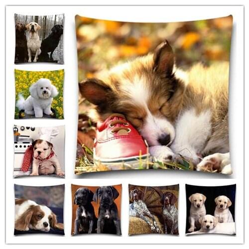 9 style Lovely dog Pillow Case Cotton Polyester Cushion Cover Animal Christmas gift Cushion Throw Decorative Home 5 size 9 style