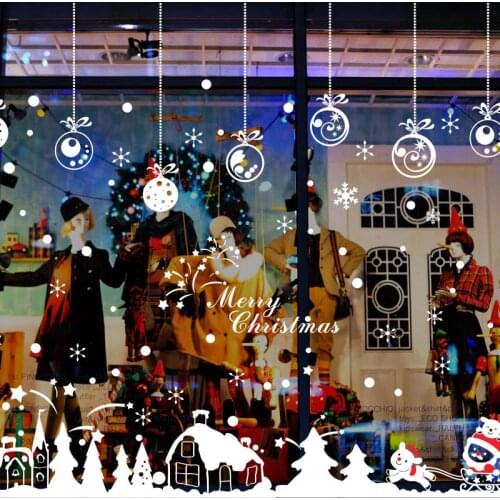 DIY Santa Claus Christmas town Stickers Shop Window Glass Decor Christmas Decorations For Home Festival Decals