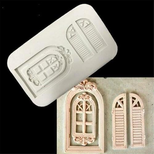 Door Window Shape Cake Fondant Mold Candy Chocolate Silicone Molds Biscuits Embossed Mould DIY Cake Tools