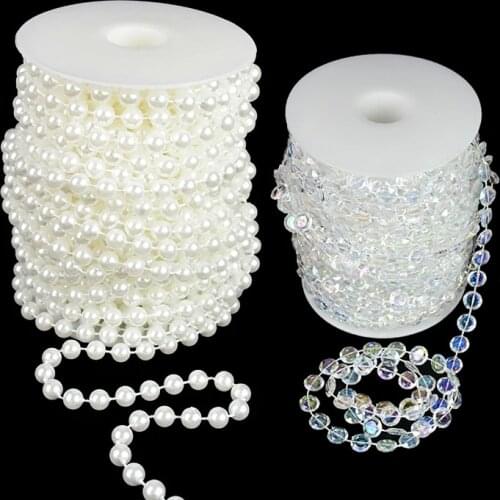 3M Imitation Pearl Beads Line Chain Trim Garland Clear Beads Curtain For Wedding Bride Bouquet Party Decor Jewelry Accessories