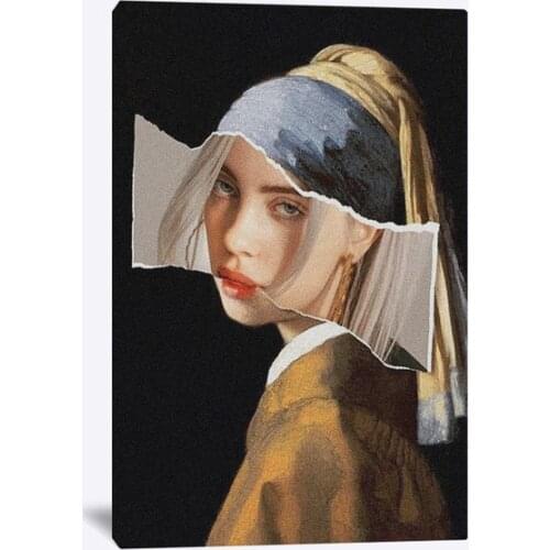 World Classical Famous Painting Girl with Pearl Earrings Poster Humor Funny Wall Art Canvas Prints Living Room Decor No Frame