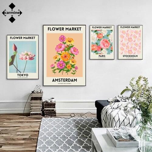 Paris Flower Market Canvas Painting Amsterdam Tokyo Printing Picture Stockholm Wall Art Posters and Prints for Living Room Decor