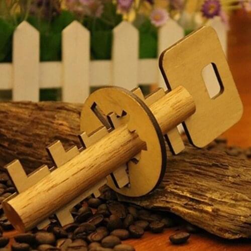 Brain Teaser Wooden Toy Unlock Puzzle Key Classical Funny Kong Ming Lock Toys Educational Kids Jigsaw Montessori Toys Kid Adult